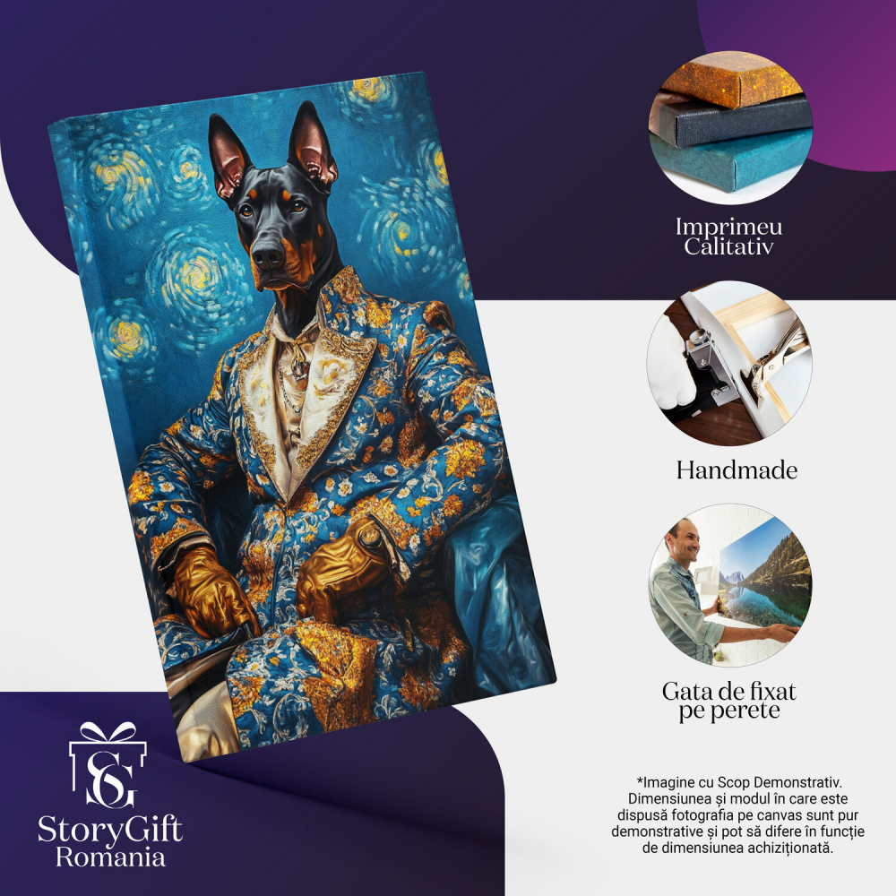  Tablou Canvas Personalizat Portret Masculin Cu Stele Aurii Și Guler AristocratMarime 90x60CM [4]