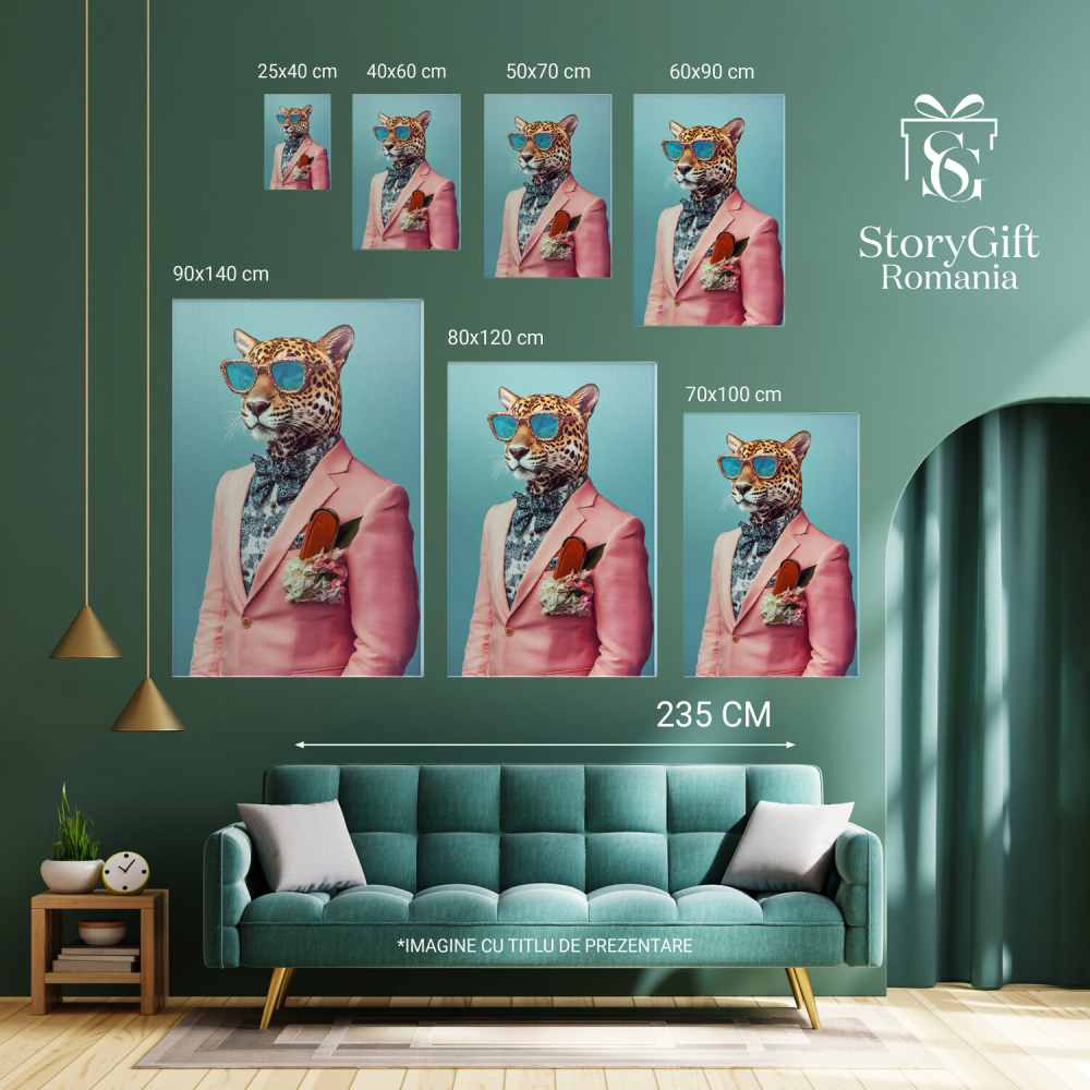  Tablou Canvas Personalizat Portret Masculin Office Sacou Roz PudrăMarime 70x50CM [6]