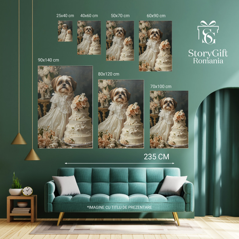  Tablou Canvas Personalizat Mireasă Regală Cu Rochie Albă Și Tort De NuntăMarime 40x25CM [6]