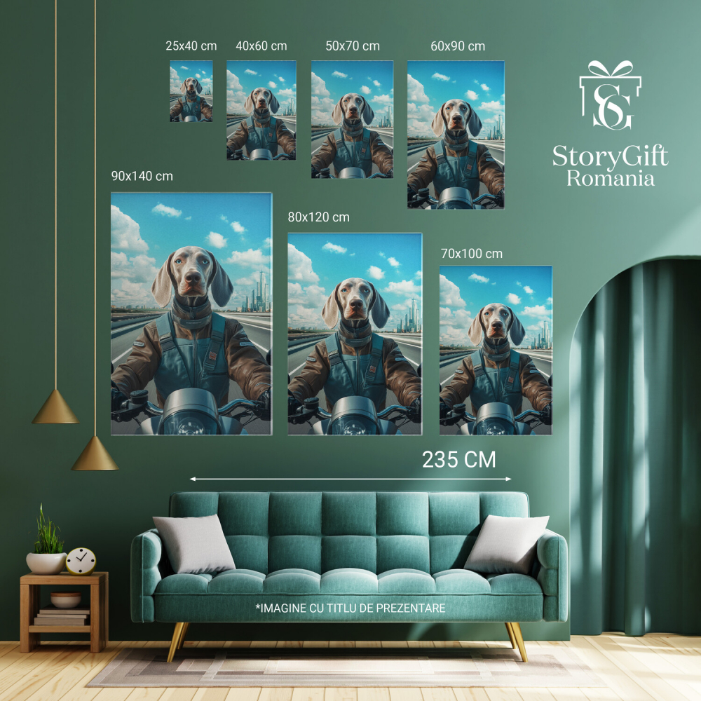  Tablou Canvas Personalizat Motociclist Pe Sosea În Costum Formula 1Marime 40x25CM [6]