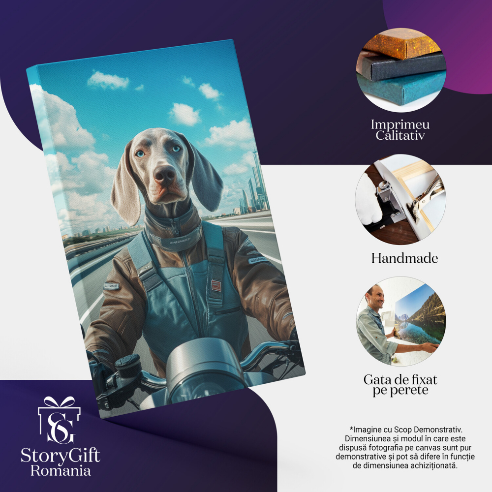  Tablou Canvas Personalizat Motociclist Pe Sosea În Costum Formula 1Marime 40x25CM [4]