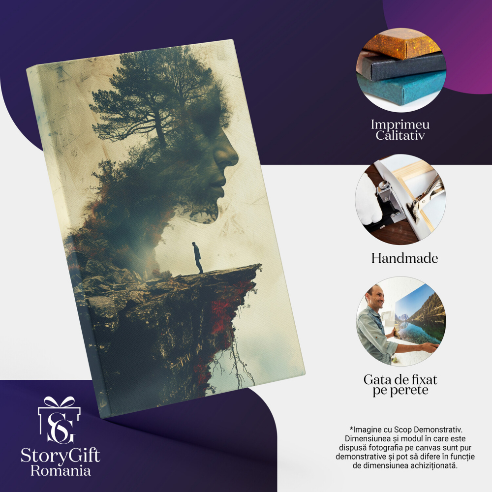 Portret Natural - Chip din Profil pe Stâncă, Marime 40x25CM [2]