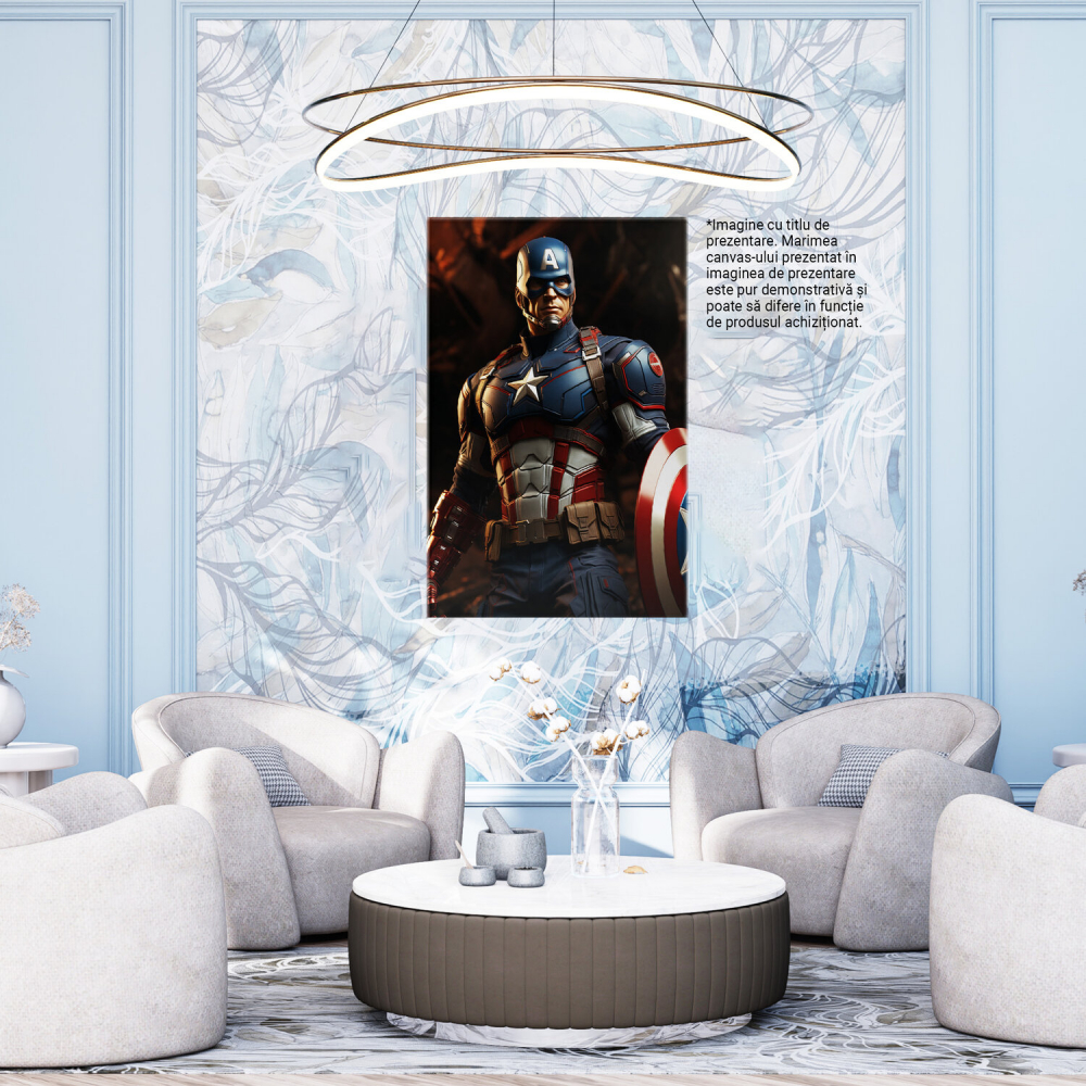 Tablou Canvas - Portret Captain America cu Scut, Marime 40x25CM [4]