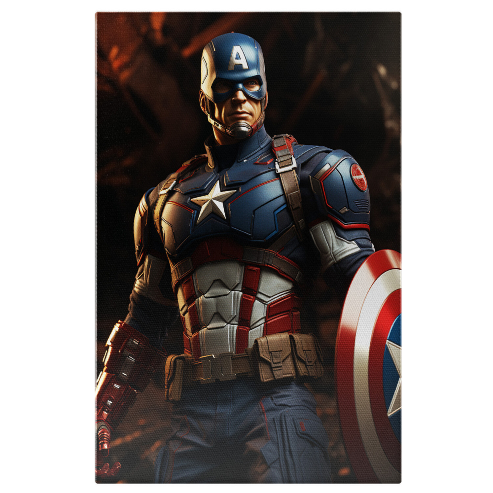Tablou Canvas - Portret Captain America cu Scut, Marime 40x25CM [1]