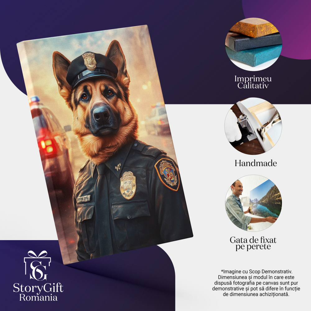 Tablou Canvas Personalizat Polițist Cu Insigna De Aur
Marime 40x25CM [4]