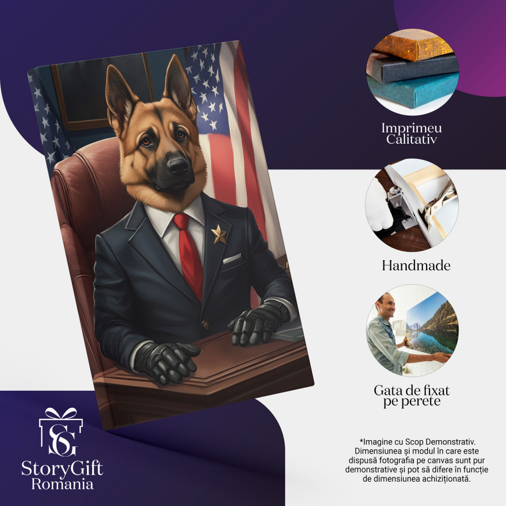  Tablou Canvas Personalizat Șef De Stat Costum Bleumarin Cravată RoșieMarime 120x80CM [4]