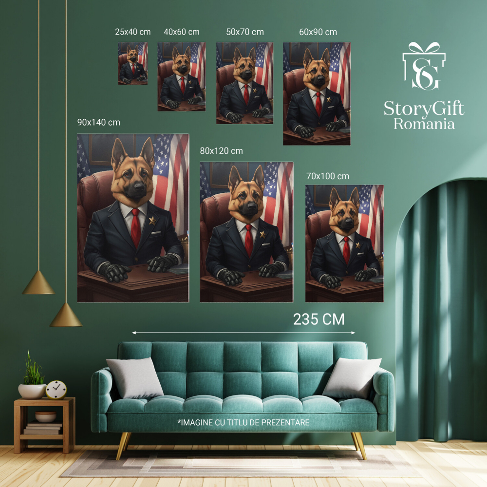  Tablou Canvas Personalizat Șef De Stat Costum Bleumarin Cravată RoșieMarime 120x80CM [6]