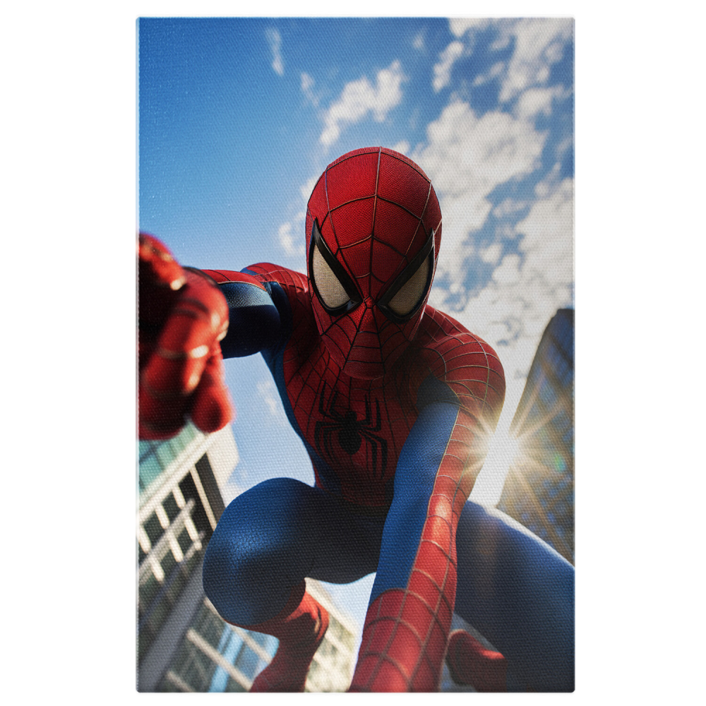 Tablou Canvas cu Portretul lui Spiderman între Clădiri, Marime 40x25CM [1]