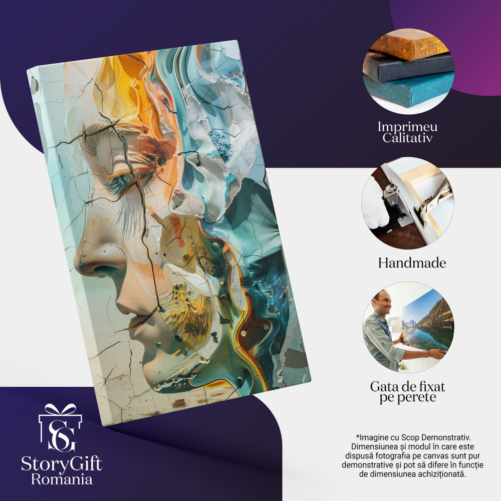 Tablou Canvas - Portret Psihologic cu Chip Uman în Multe Culori, Marime 40x25CM [2]