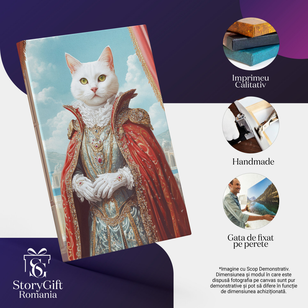  Tablou Canvas Personalizat Portret Regal Pe Balconul Castelului Cu Manta RoșieMarime 140x90CM [4]