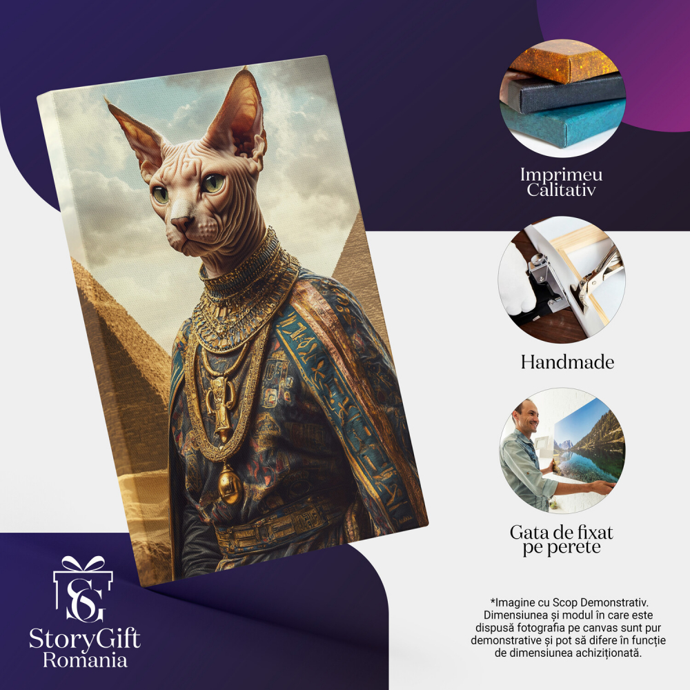Tablou Canvas Personalizat - Animal în Ținută Egipteană cu Medalion
Marime 40x25CM [4]