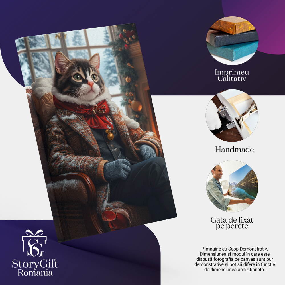  Tablou Canvas Personalizat Aristocrat De Crăciun În Ținută Cu Funda RoșieMarime 40x25CM [4]