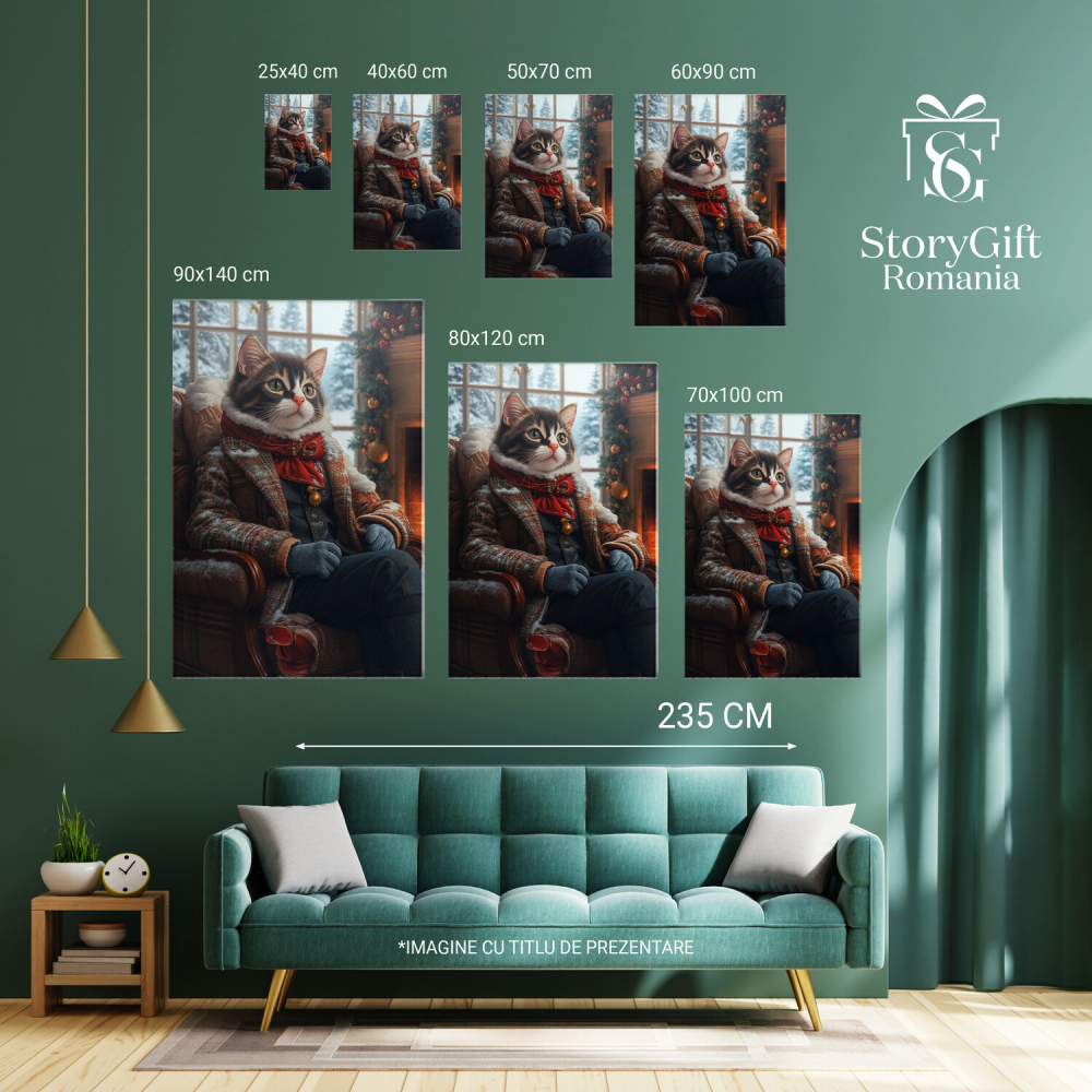  Tablou Canvas Personalizat Aristocrat De Crăciun În Ținută Cu Funda RoșieMarime 40x25CM [6]