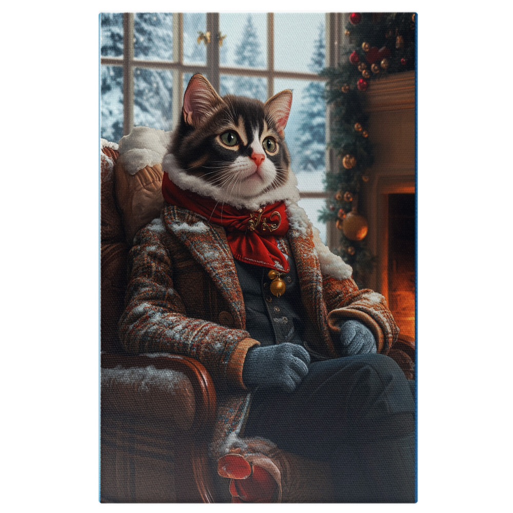  Tablou Canvas Personalizat Aristocrat De Crăciun În Ținută Cu Funda RoșieMarime 40x25CM [1]