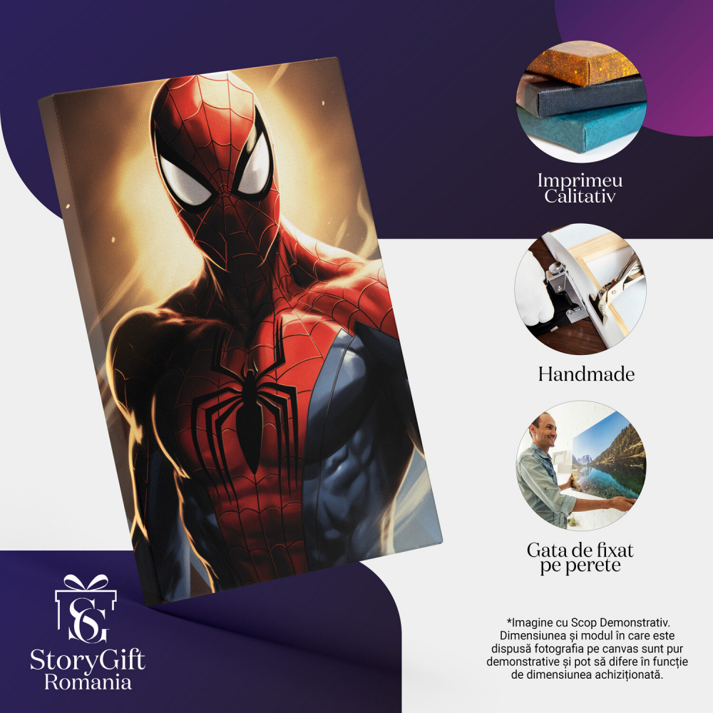 Tablou Canvas cu Portretul lui Spiderman în Stil Desen Animat, Marime 40x25CM [2]