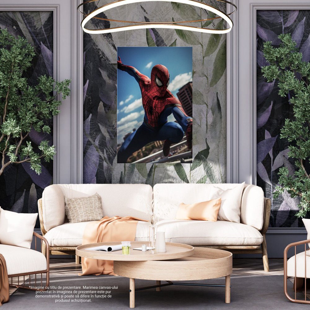 Tablou Canvas cu Portretul lui Spiderman în Săruturi pe Balustradă, Marime 40x25CM [4]