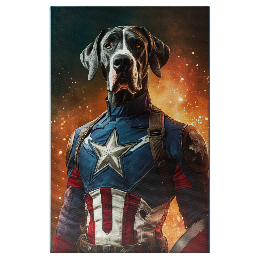  Tablou Canvas Personalizat Captain America În Flăcări Cu Scut MetalicMarime 40x25CM [1]