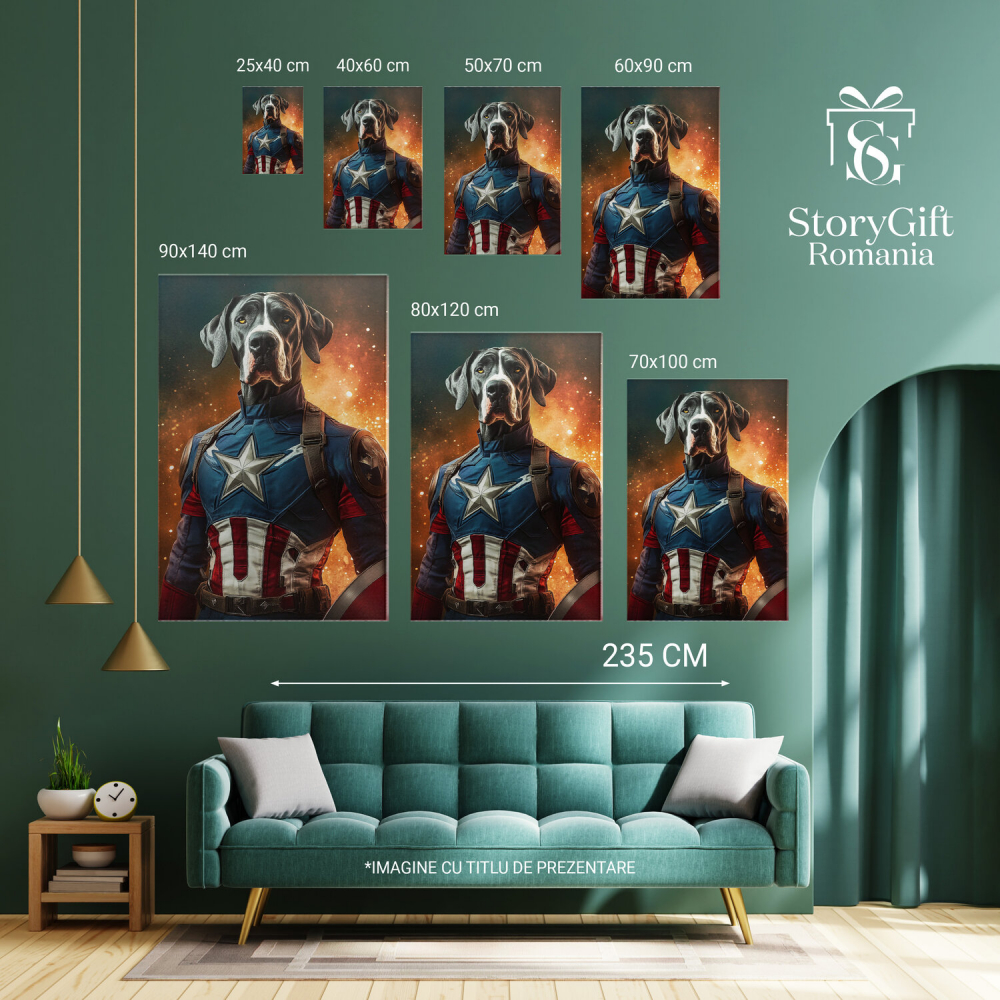  Tablou Canvas Personalizat Captain America În Flăcări Cu Scut MetalicMarime 40x25CM [6]