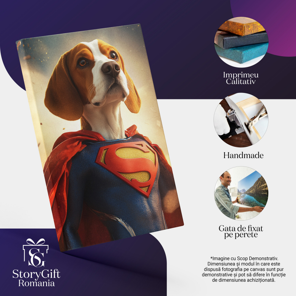  Tablou Canvas Personalizat Superman În Lumină Soarelui Cu Capa RoșieMarime 40x25CM [4]