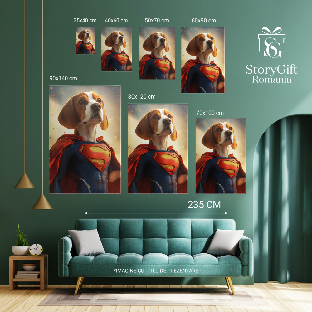  Tablou Canvas Personalizat Superman În Lumină Soarelui Cu Capa RoșieMarime 40x25CM [6]