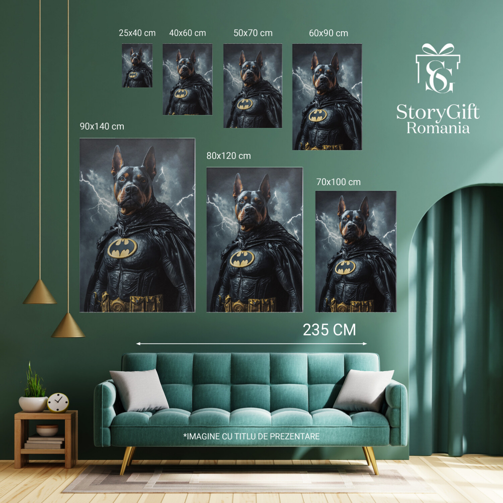  Tablou Canvas Personalizat Batman În Furtună Cu Fulgere Și Căpa NeagrăMarime 40x25CM [6]