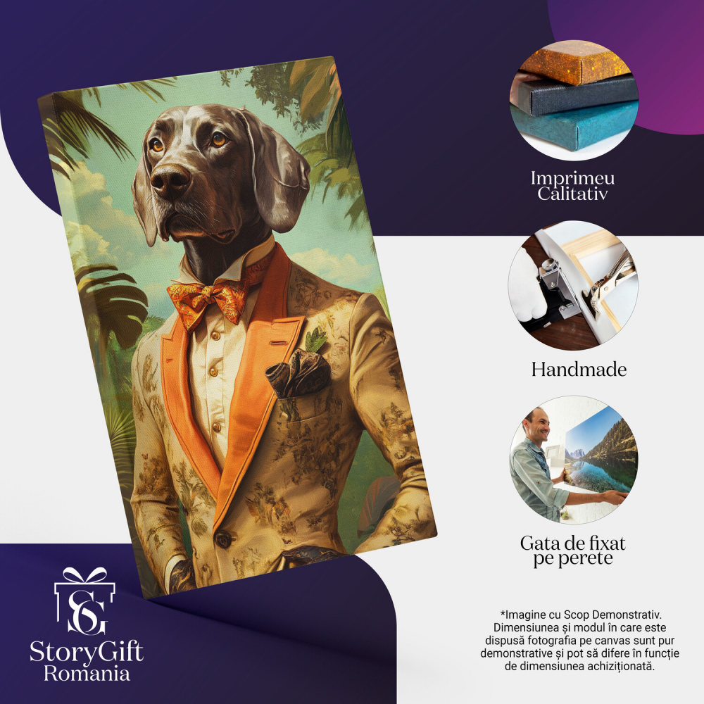  Tablou Canvas Personalizat Costum Portocaliu Cu Papion În JunglăMarime 40x25CM [4]