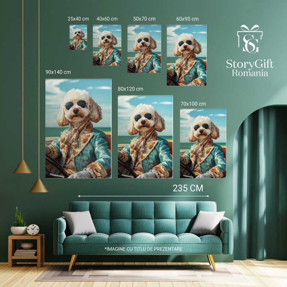  Tablou Canvas Personalizat Aristrocrat În Mașină Vintage Cu Accesorii AuriiMarime 40x25CM [6]