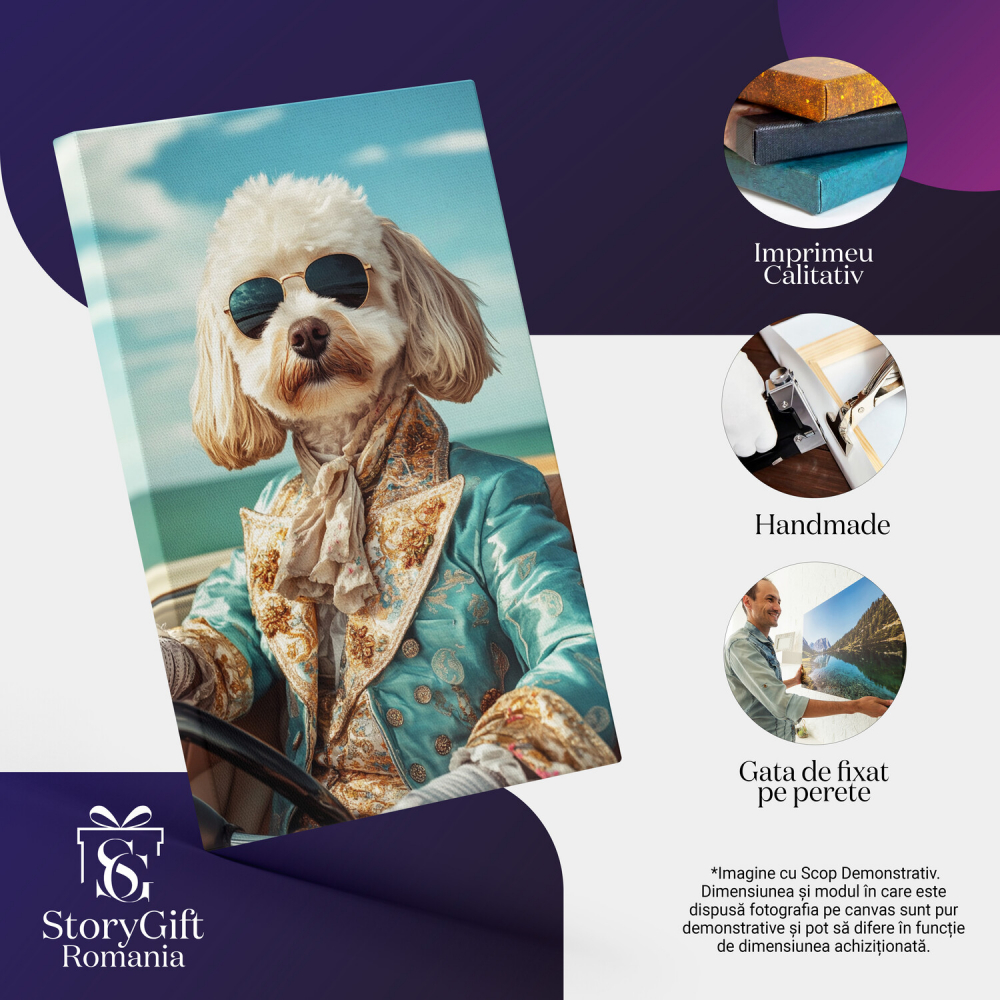  Tablou Canvas Personalizat Aristrocrat În Mașină Vintage Cu Accesorii AuriiMarime 40x25CM [4]