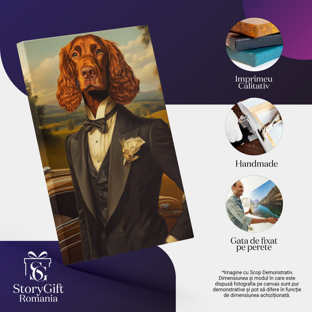  Tablou Canvas Personalizat Portret Retro Sacou Negru Și PapionMarime 100x70CM [4]