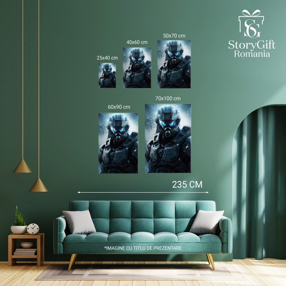 Tablou Canvas Master Chief din Jocul Halo | Artă Digitală de Război, Marime 40x25CM [3]