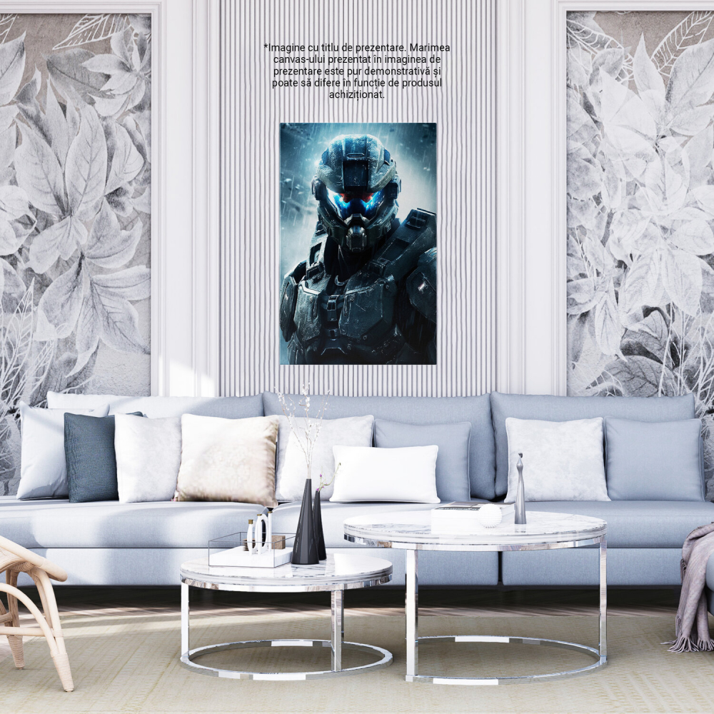 Tablou Canvas Master Chief din Jocul Halo | Artă Digitală de Război, Marime 40x25CM [4]