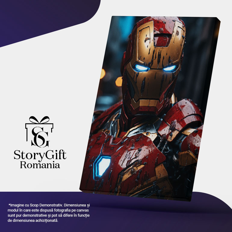 Tablou Canvas:  Portretul personajului Iron Man - armura murdara Pictura Digitala 40x25CM [5]