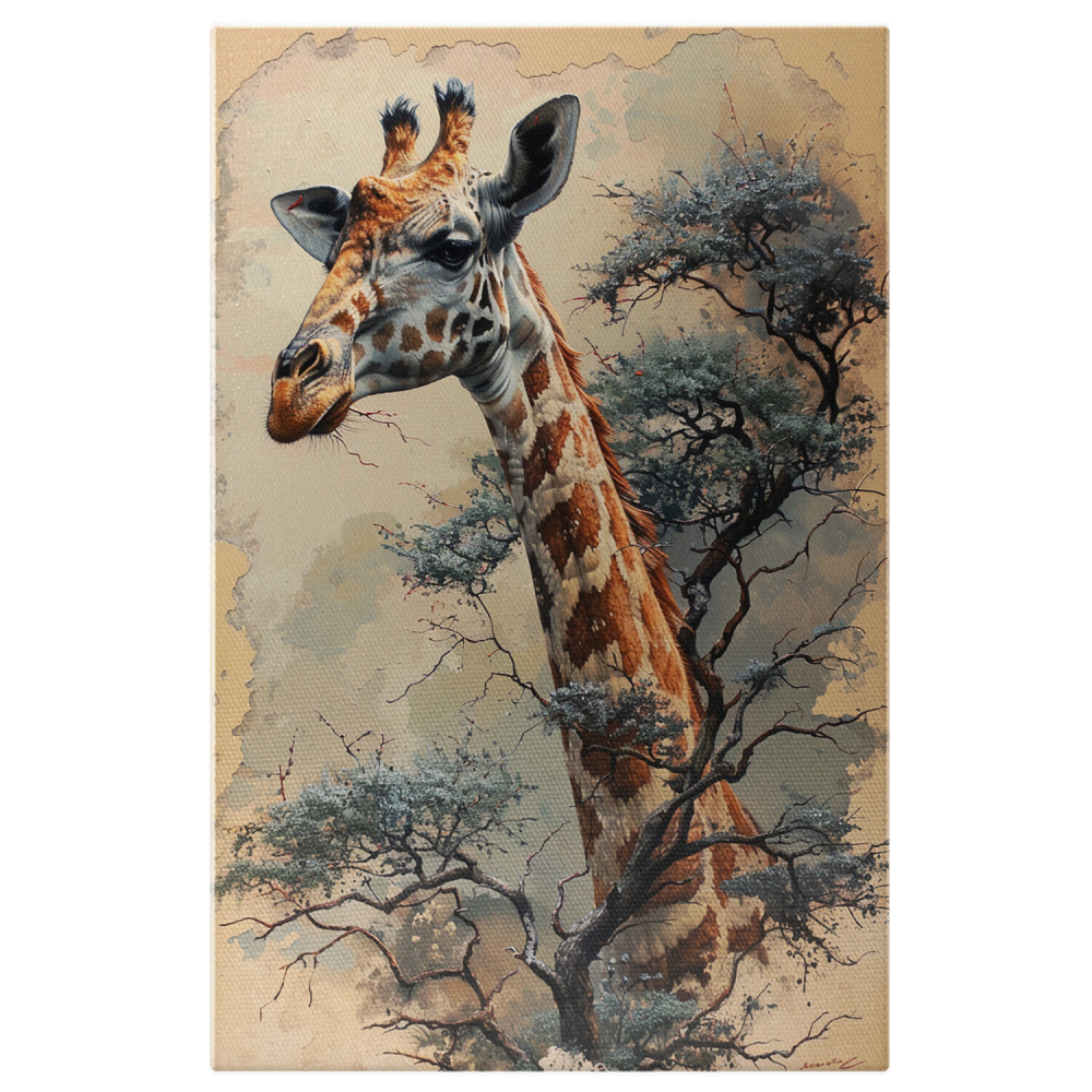 Portretul unei Girafe cu Urechile Ascuțite - Pictură Digitală, Marime 40x25CM [1]