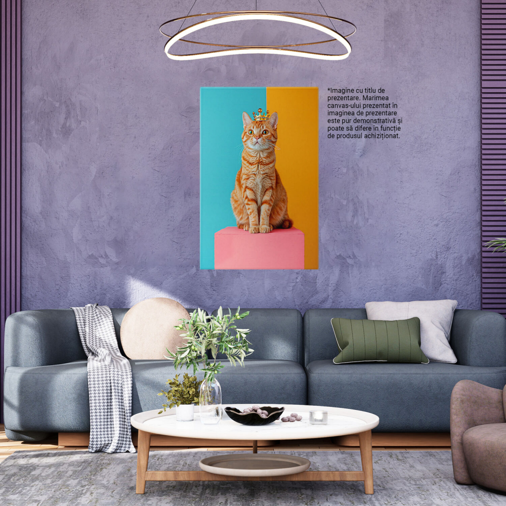 Tablou Canvas Pisica Americană cu Coroană - Pictură Digitală în Stil Jimmy Marble, Marime 40x25CM [3]
