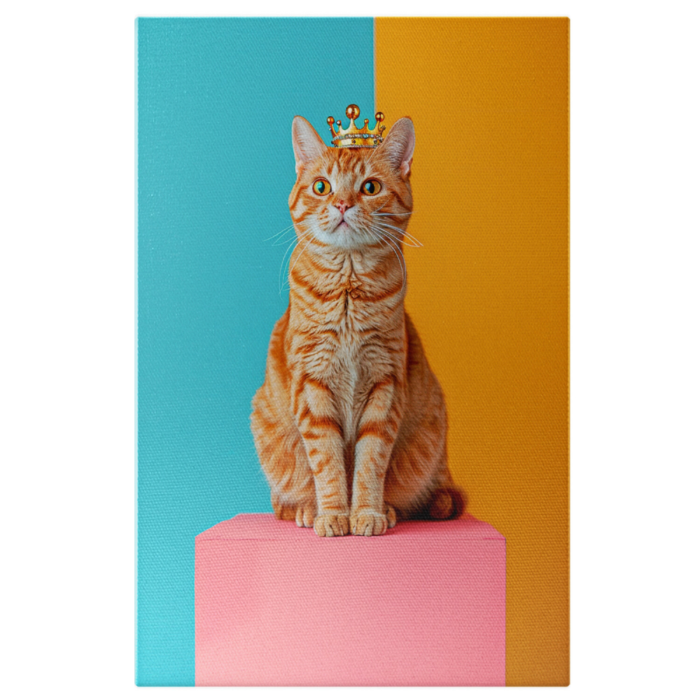 Tablou Canvas Pisica Americană cu Coroană - Pictură Digitală în Stil Jimmy Marble, Marime 40x25CM [1]