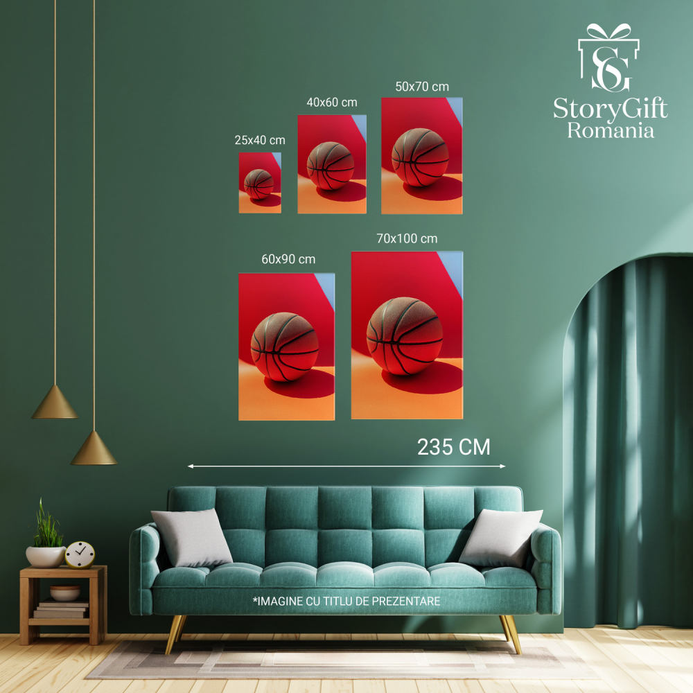 Tablou Canvas Precizie și Concentrare - Mingea de Baschet în Centrul Atenției, Marime 40x25CM [4]