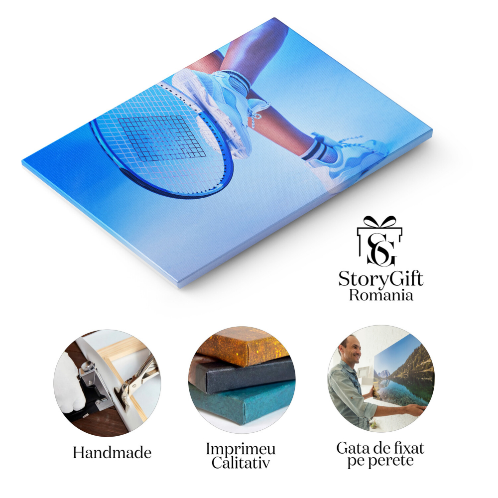 Tablou Canvas: Pregătire pentru Meci – Tenis de Camp în Studio, Marime 40x25CM [2]