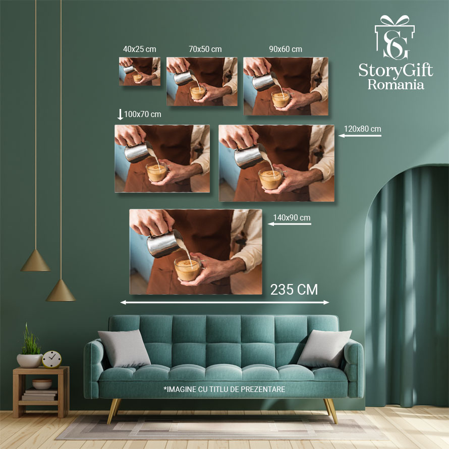 Tablou Canvas, Prepararea cafelei in cafea, lemn, barman, atmosfera relaxata 40x25CM [5]