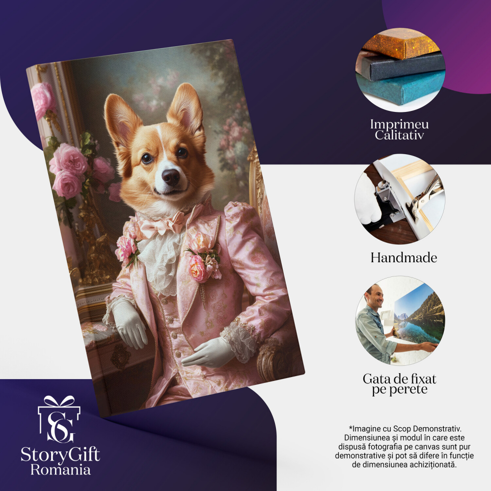  Tablou Canvas Personalizat Print Regal Pe Fotoliu Roz Cu Guler Stil RuffMarime 90x60CM [4]