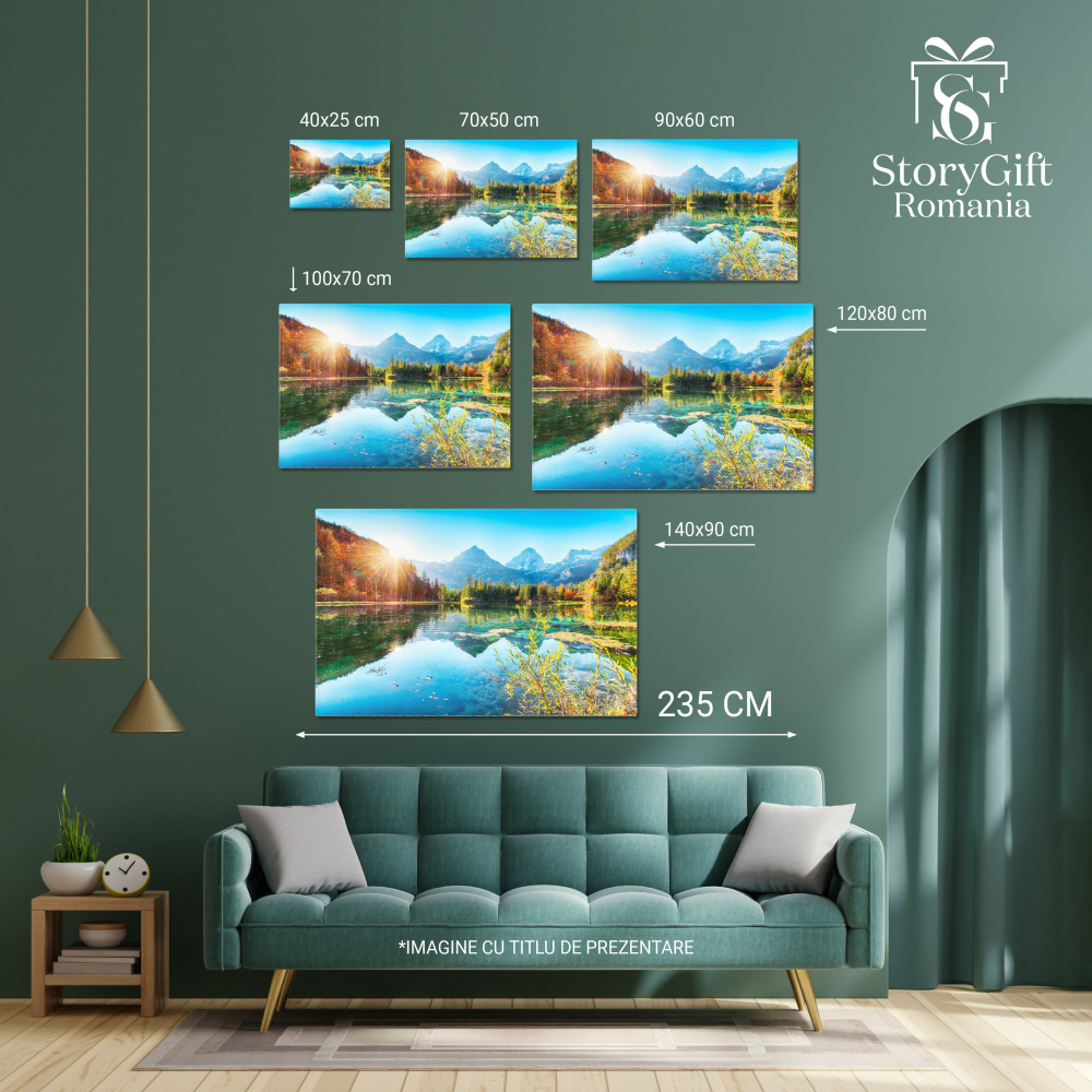 Tablou Canvas Priveliste de Toamna Uimitor la Lacul Schiederweiher, Alpii natura, toamna, lac, Alpi, peisaj. 40x25CM [4]