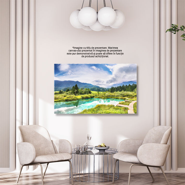 Tablou Canvas Priveliste Fabuloasa de Vara la Lacul Zelenci Slovenia, Natura, Munti Juliani, Vacanta, Apa 1872 40x25CM [3]