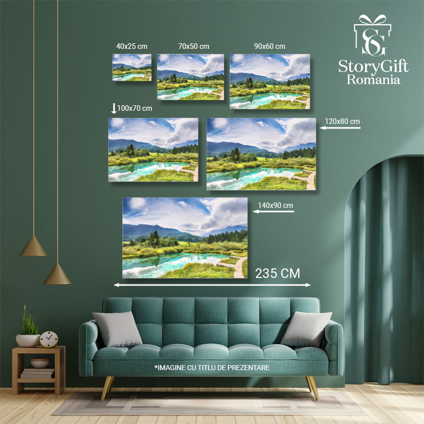 Tablou Canvas Priveliste Fabuloasa de Vara la Lacul Zelenci Slovenia, Natura, Munti Juliani, Vacanta, Apa 1872 40x25CM [5]