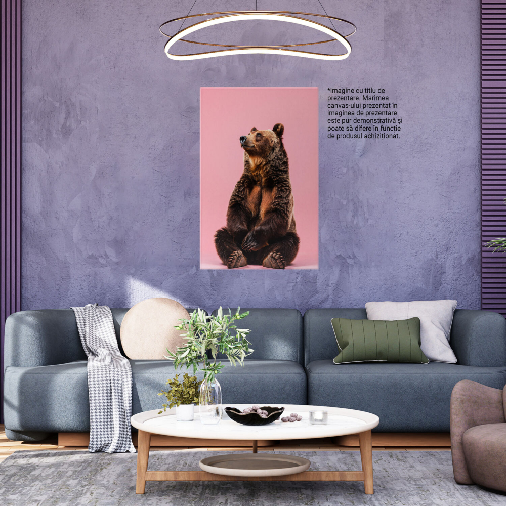 Tablou Canvas Privire Artistică Spre Cer - Urs Grizzly în Calm și Fericire, Marime 40x25CM [3]