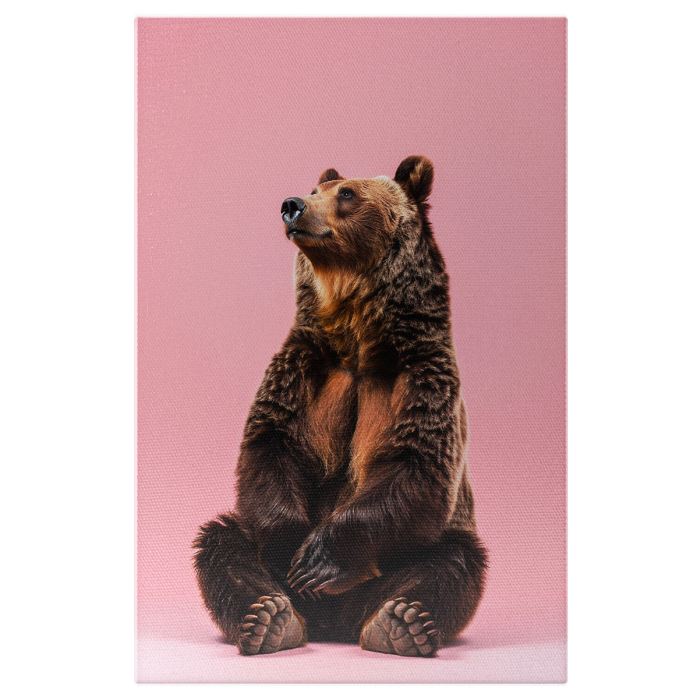 Tablou Canvas Privire Artistică Spre Cer - Urs Grizzly în Calm și Fericire, Marime 40x25CM [1]