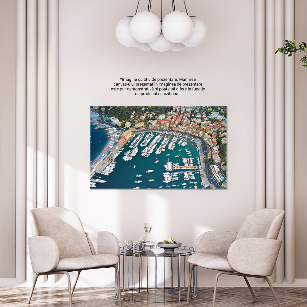 Privire de Sus asupra Portului Ligurian: Atmosferă Marină cu Nave și Iahturi, Marime 40x25CM [4]