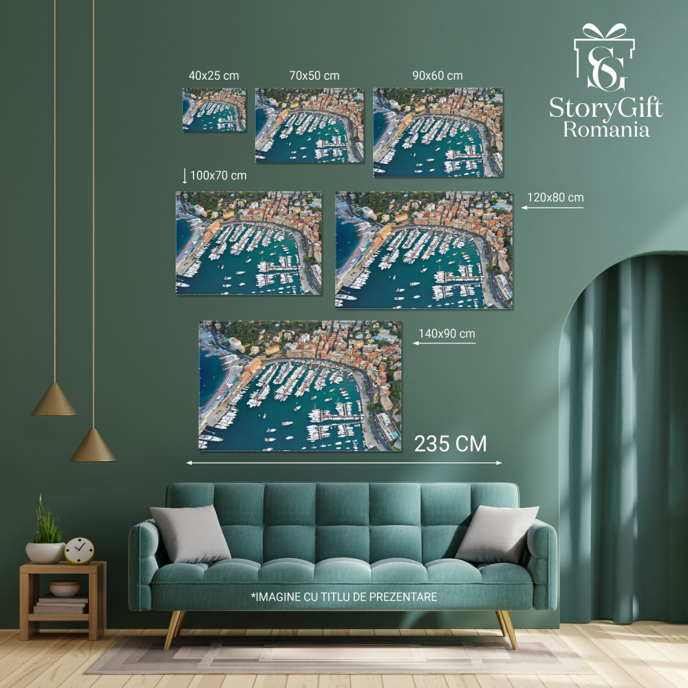 Privire de Sus asupra Portului Ligurian: Atmosferă Marină cu Nave și Iahturi, Marime 40x25CM [3]