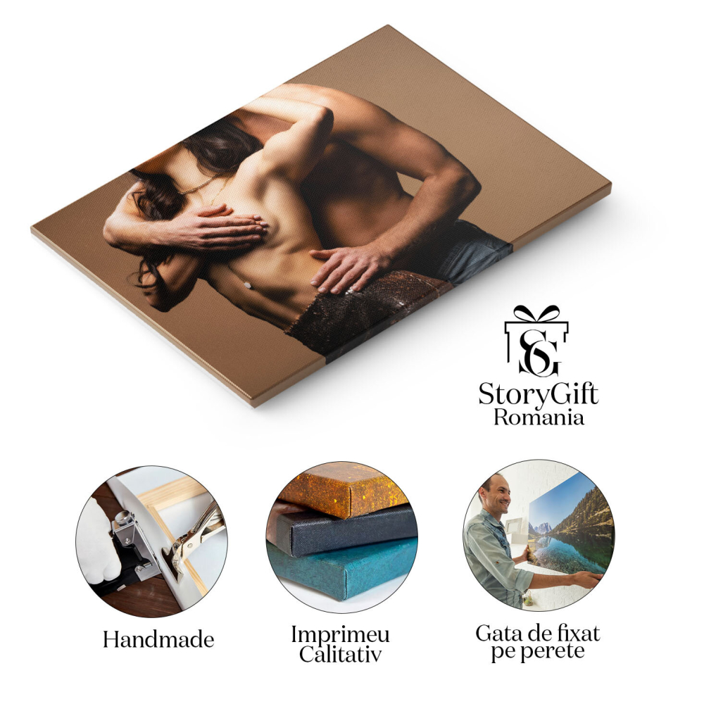 Tablou Canvas Privirea Ascunsa a Prietenului Fara Tricou adult, atractiv, frumusete, iubit, bust, apropiere, cuplu, prietenie, jumatate goal 1529 40x25CM [2]