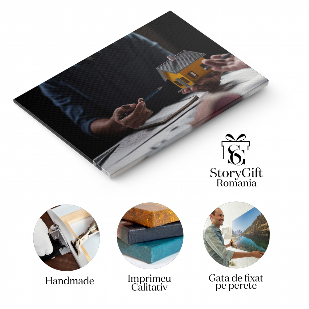 Tablou Canvas - Proiectare arhitecturala: blueprint si colaborare in echipa 100x70CM [2]