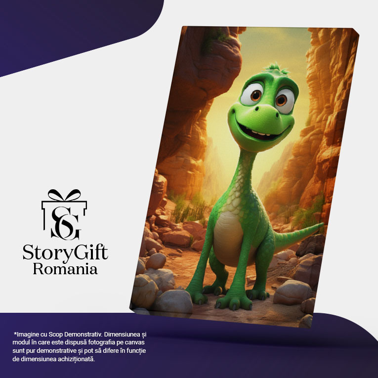 Tablou Canvas:  Pui de Dinozaur, Verde- Personaj pentru Copii Pictura Digitala 40x25CM [5]