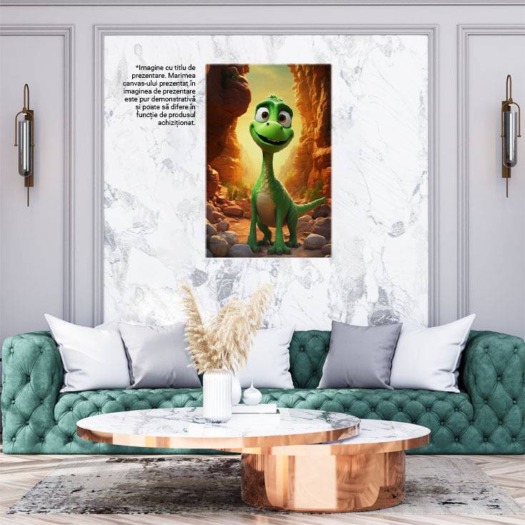 Tablou Canvas:  Pui de Dinozaur, Verde- Personaj pentru Copii Pictura Digitala 40x25CM [2]